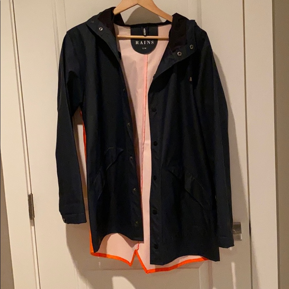 Rains navy/orange rain jacket